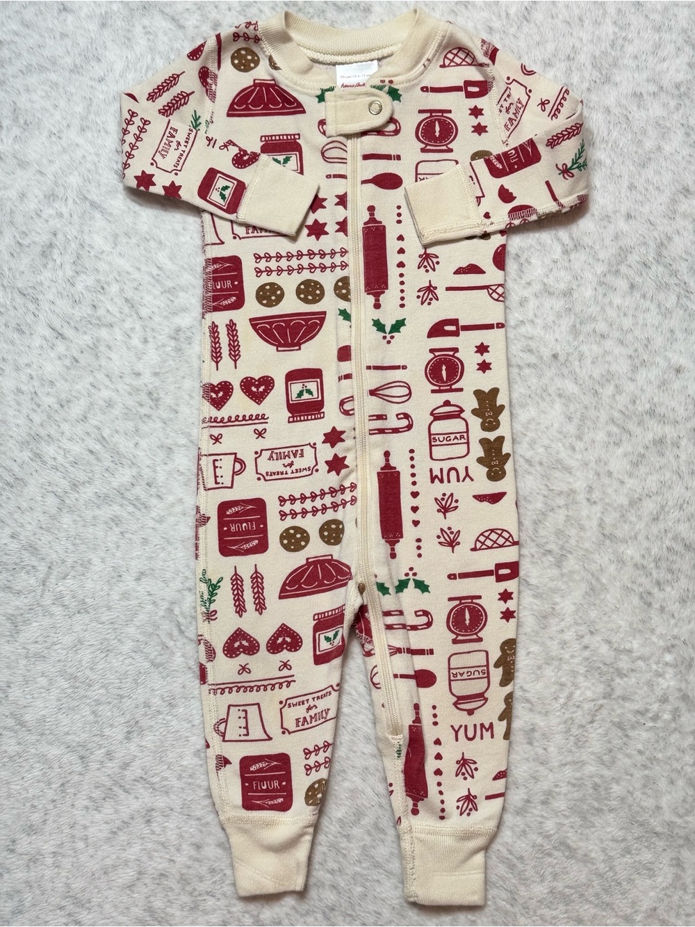 Hanna Andersson Get Baking Christmas Zip Sleeper 6-12M Baby Cotton Holiday